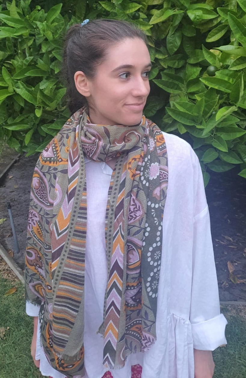 Pink Patterned Scarf - 332350