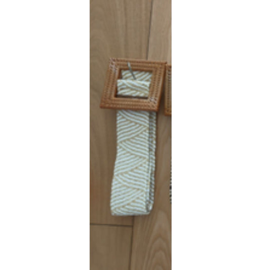 Ivory Belt with Square Brown Buckle