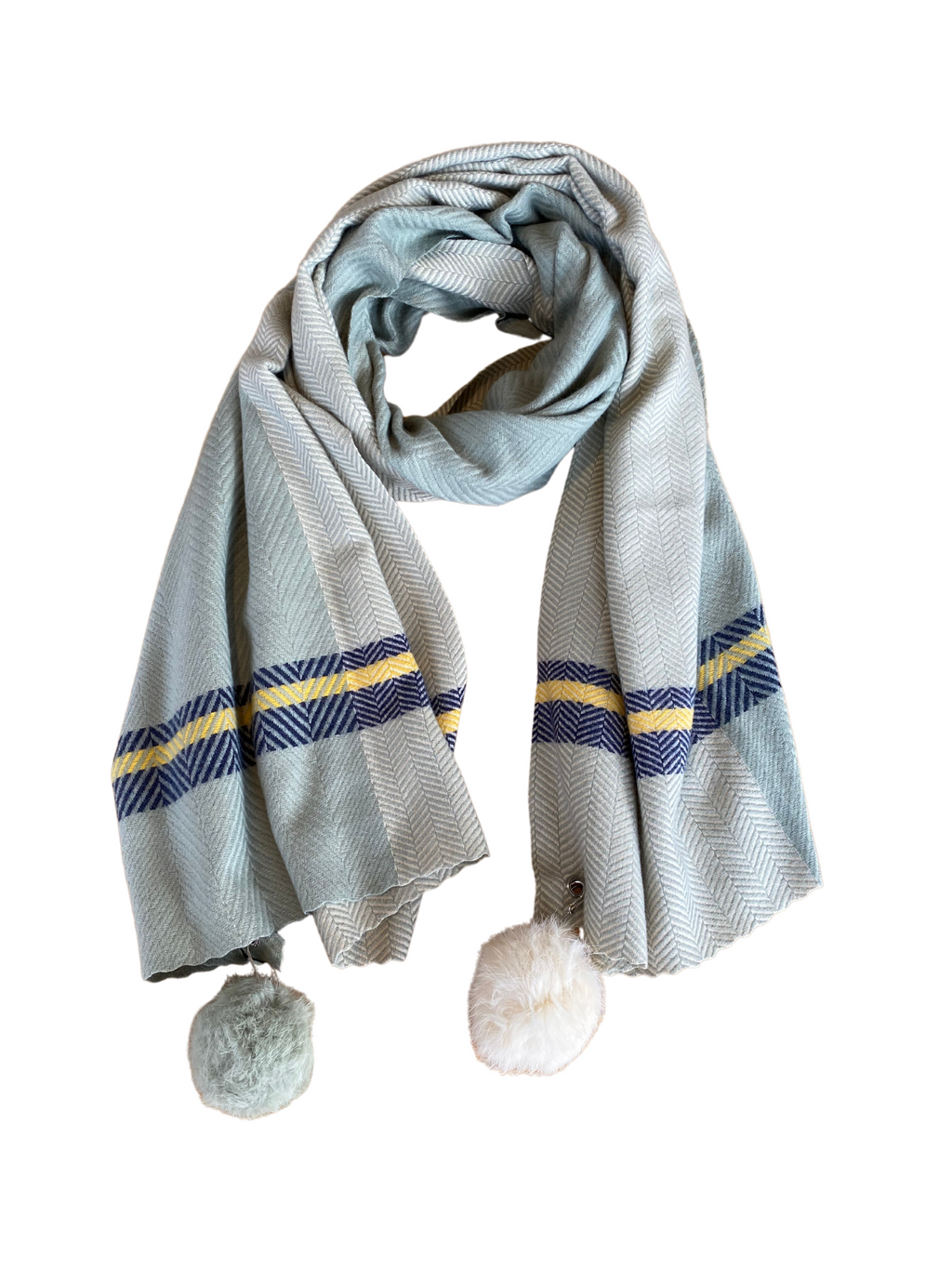 Pom Pom Stripe Scarf - 332223