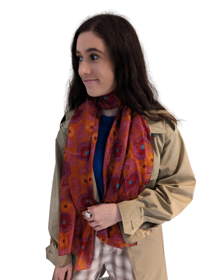 Silk Scarf - Orange and red