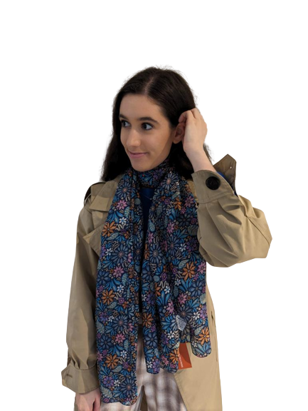 Silk Scarf - Blue