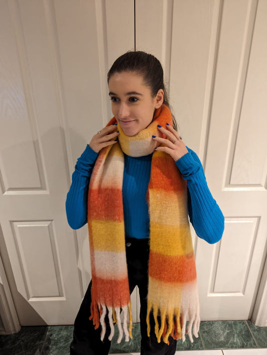 Soft Blanket Scarf - Mustard and Orange