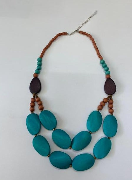 Chunky 2-Layered Wooden Beads Necklace N6-2748