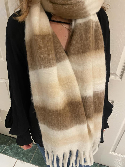 Warm Winter Scarf - Brown stripes