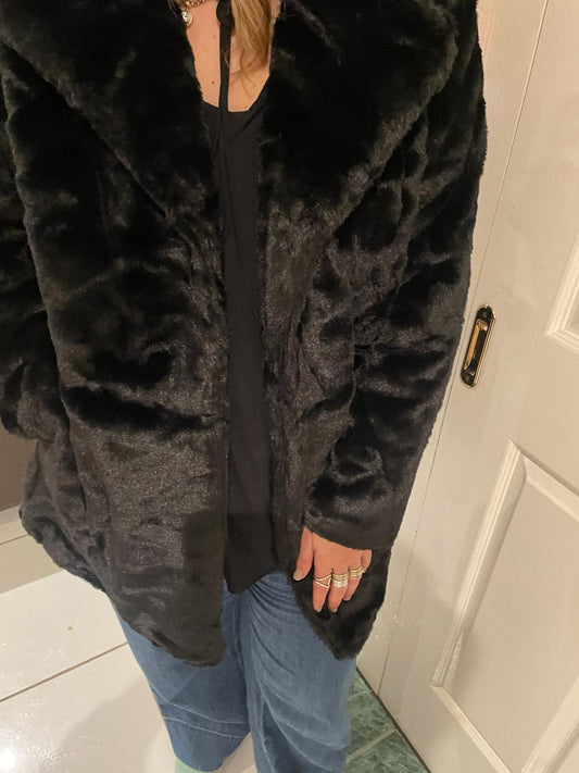 Faux Fur Jacket - Black