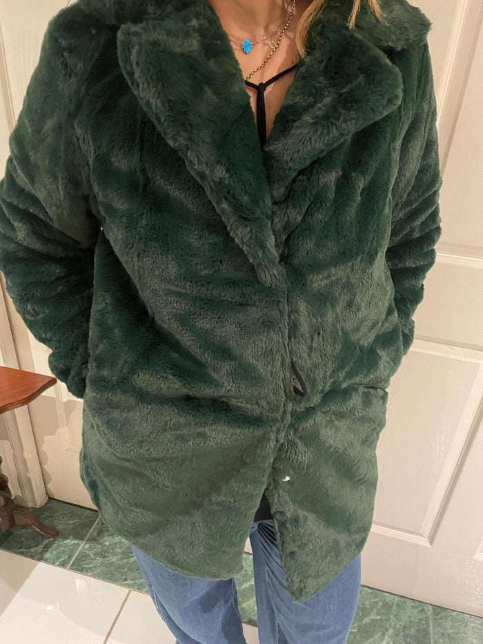 Faux Fur Jacket - Green