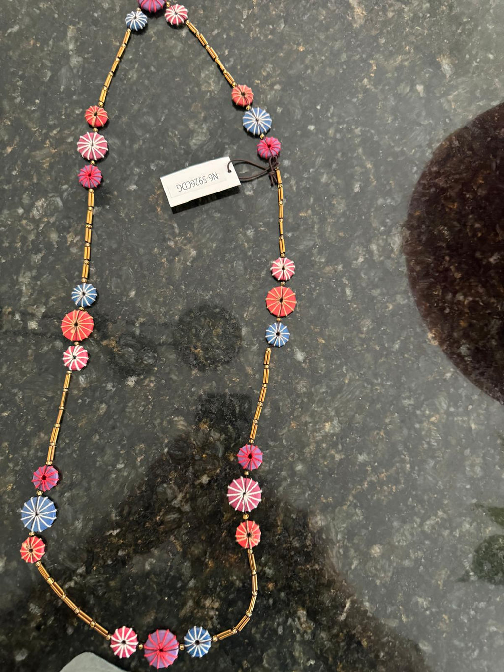 Burgundy Embroidered Long Necklace N6-5926CDG