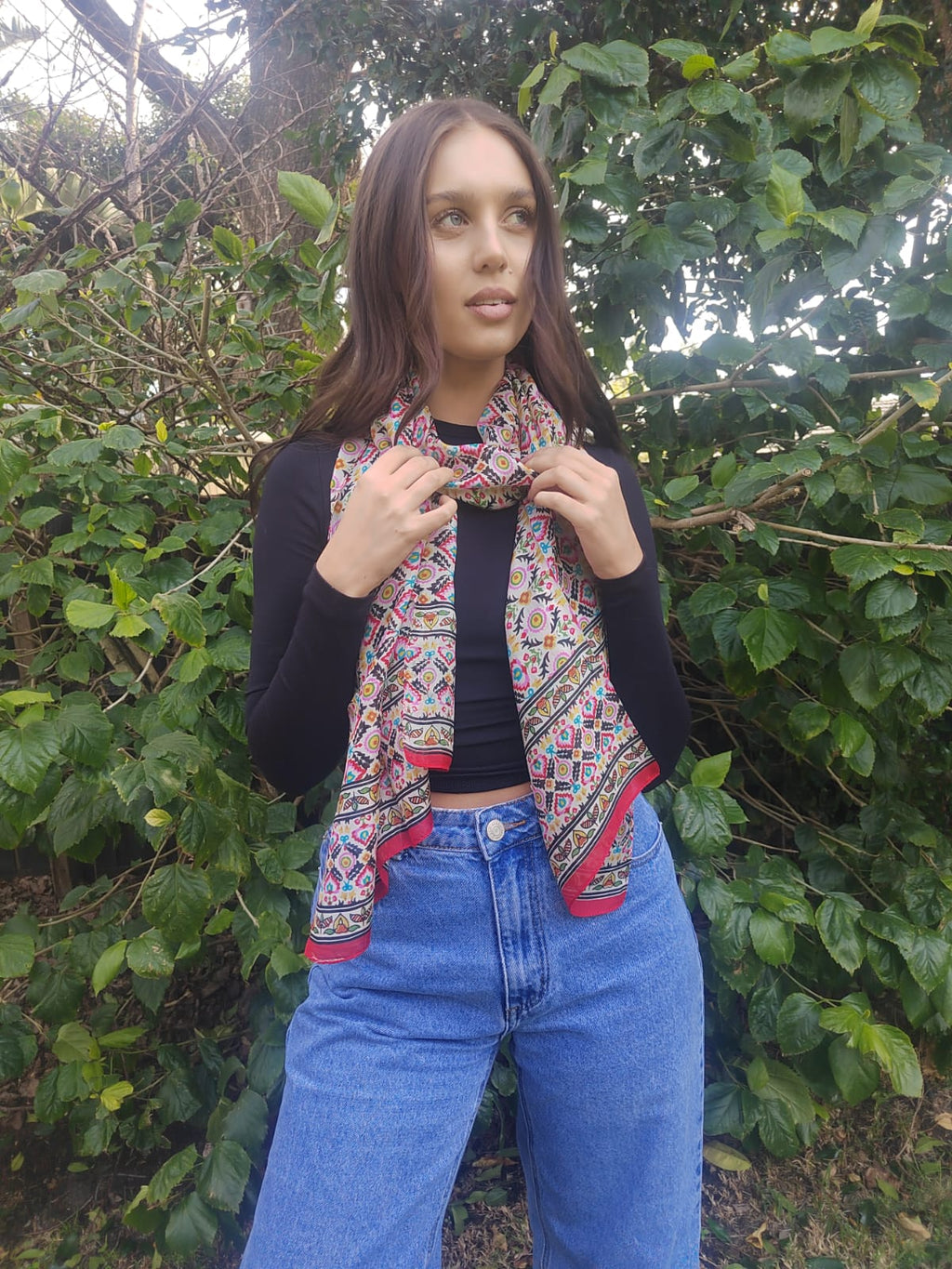 Silk Scarf - Red Multi