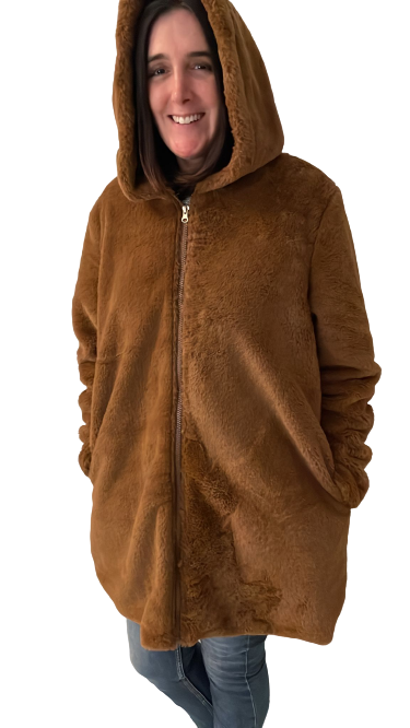 Faux Fur Free Size Long Length Zipped Coat Ph220510