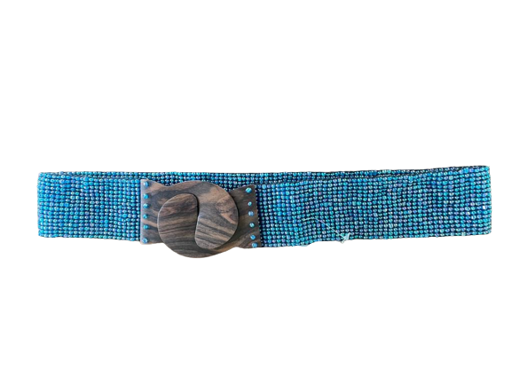Plain Pearl Belt with Wooden Buckle - Waist Belt 36718