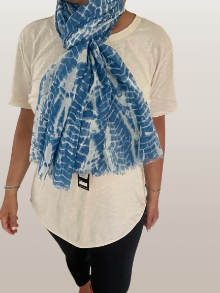 Soft Blue Patterned Scarf