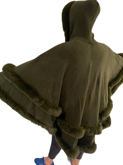 Faux Trim Cape - Green