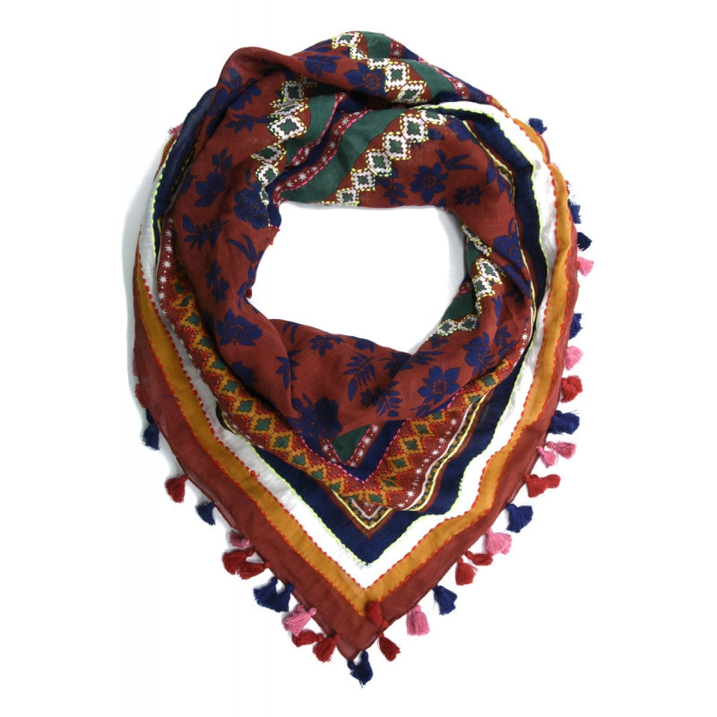 PRE-ORDER 2-Tone Cotton Embroidered Scarf 60532