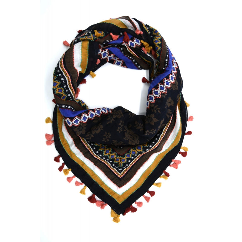 PRE-ORDER 2-Tone Cotton Embroidered Scarf 60532