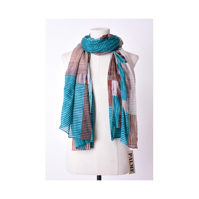 PRE-ORDER Checks Line and Square Cotton Scarf 68163