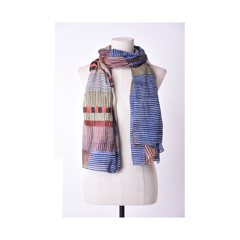 PRE-ORDER Checks Line and Square Cotton Scarf 68163