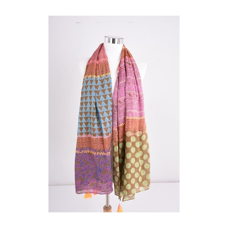 PRE-ORDER Cotton Scarf with Block Prints 67259