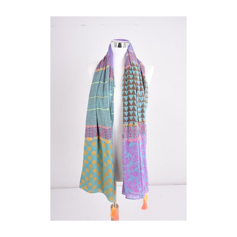 PRE-ORDER Cotton Scarf with Block Prints 67259