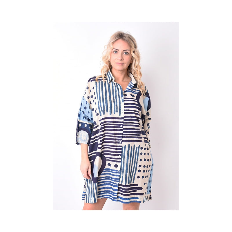 PRE-ORDER - Pleated Cotton Printed Shirt - 67955-0519