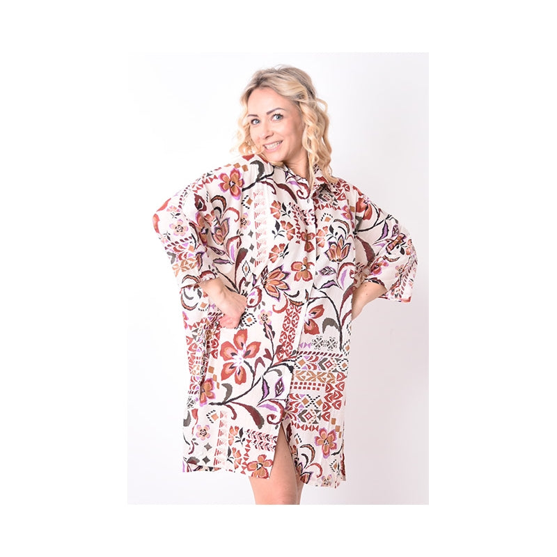 PRE-ORDER - Pleated Cotton Printed Shirt - 67955-0712