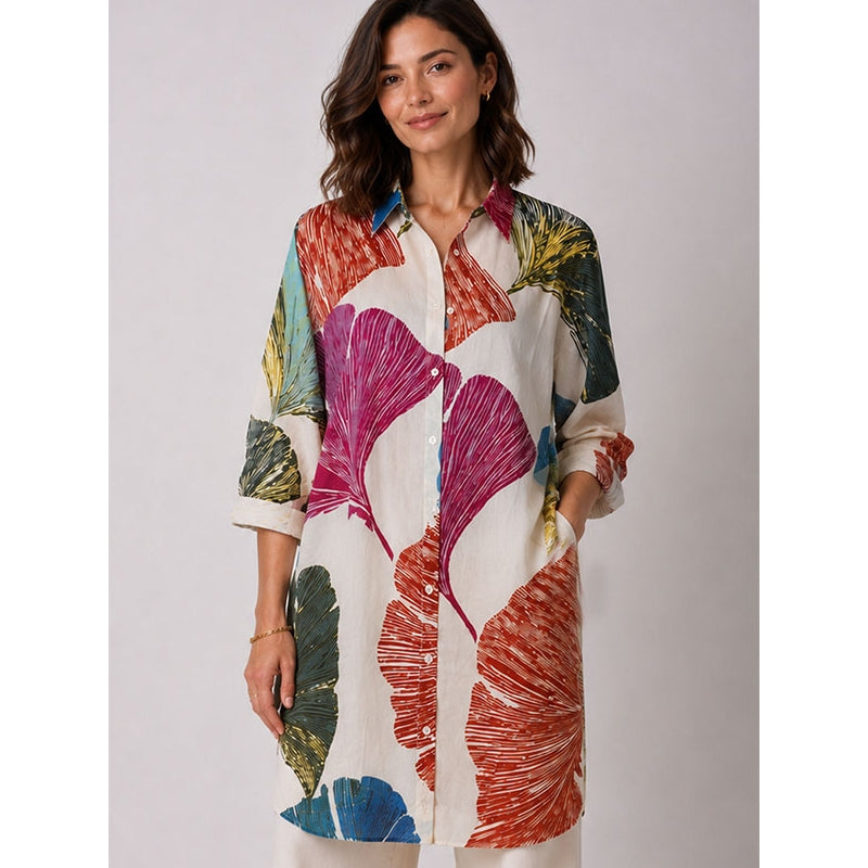 PRE-ORDER - Pleated Cotton Printed Shirt - 67955-0813