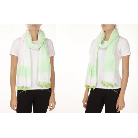 TWO TONED COTTON PAISLEY COTTON SCARF - VERT CLAIR
