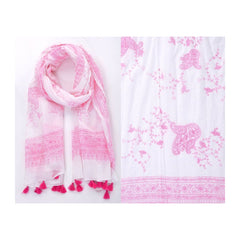 TWO TONED COTTON PAISLEY COTTON SCARF - ROUGE CLAIR