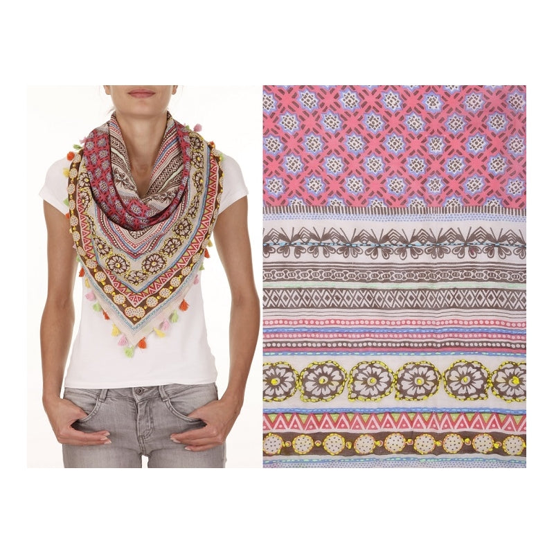 PRE-ORDER Embroidered Square Cotton Scarf 44809