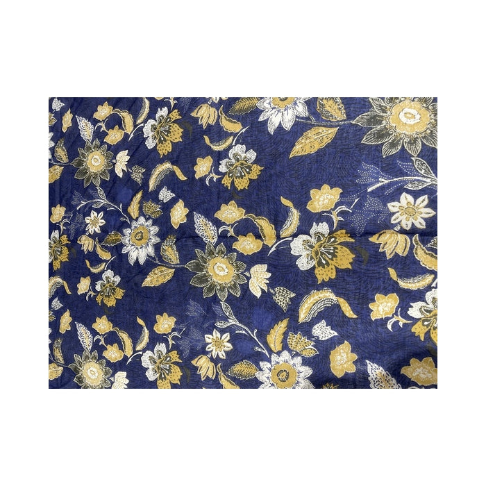 Cotton Flower Scarf - Blue Fonce