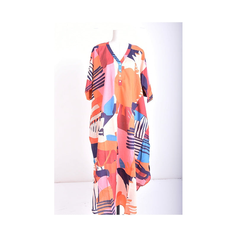 PRE-ORDER Free Size Long Dress 3 Buttons with Pocket 67010