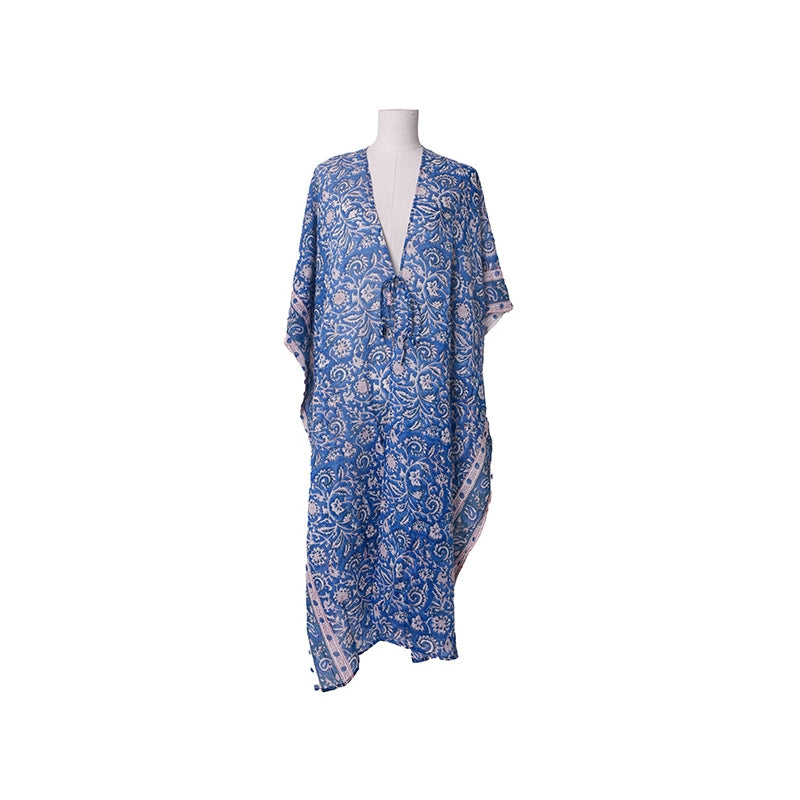 PRE-ORDER Hand Block Print Long Cotton Kimono 67210