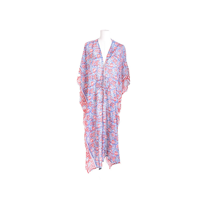 PRE-ORDER Hand Block Print Long Cotton Kimono 67210