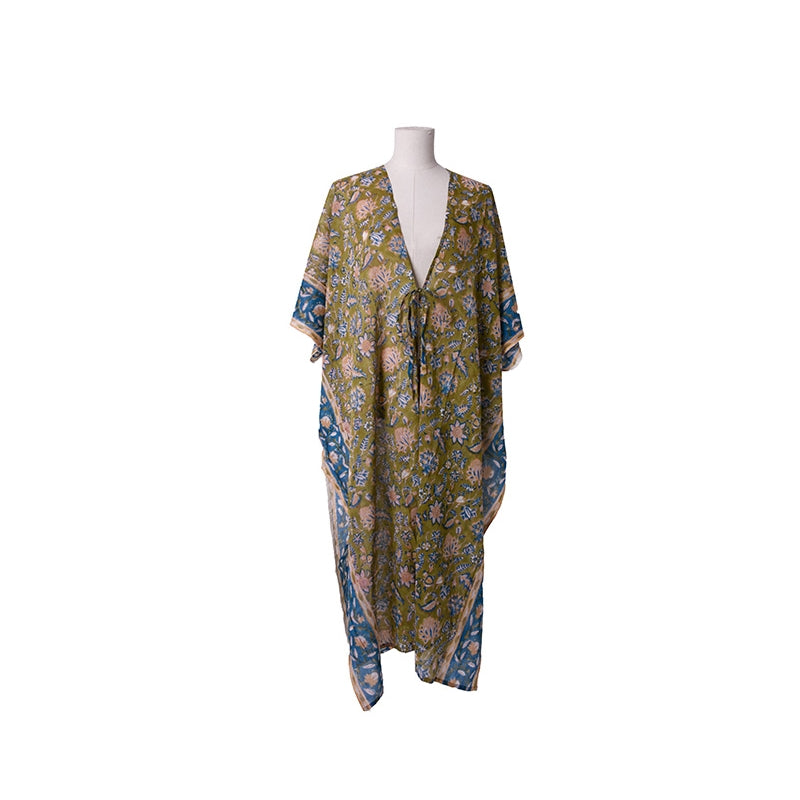 PRE-ORDER Hand Block Print Long Cotton Kimono 67210