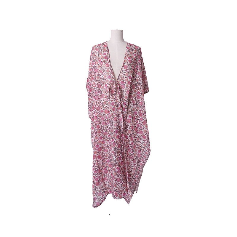PRE-ORDER Hand Block Print Long Cotton Kimono 67210
