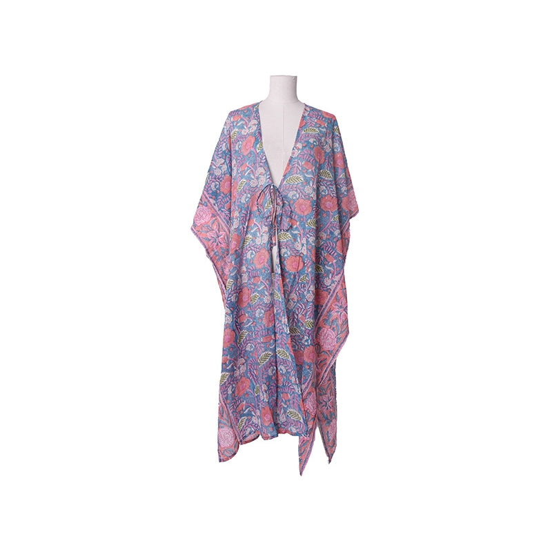 PRE-ORDER Hand Block Print Long Cotton Kimono 67210