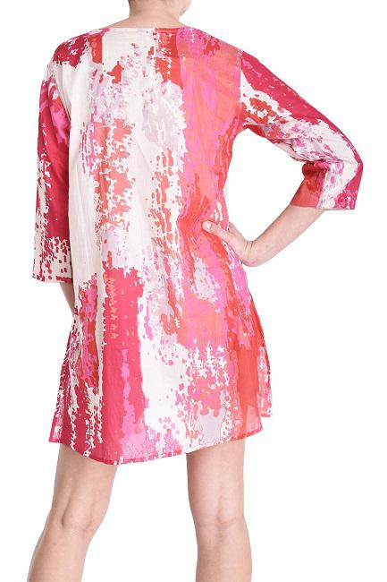 V NECK TUNIC- ROSE FONCE