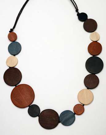 Classic Multi-Coloured Wooden Circles Necklace N6-4910