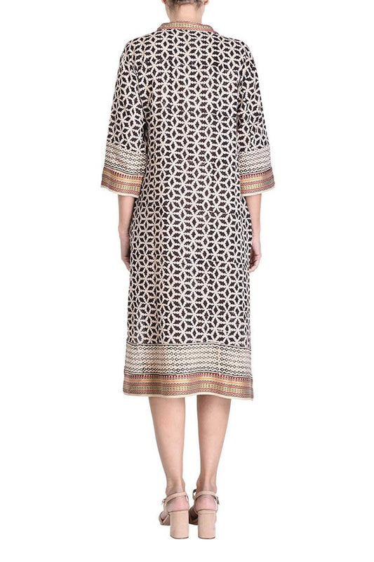 Long Block Printed Tunic - Noir