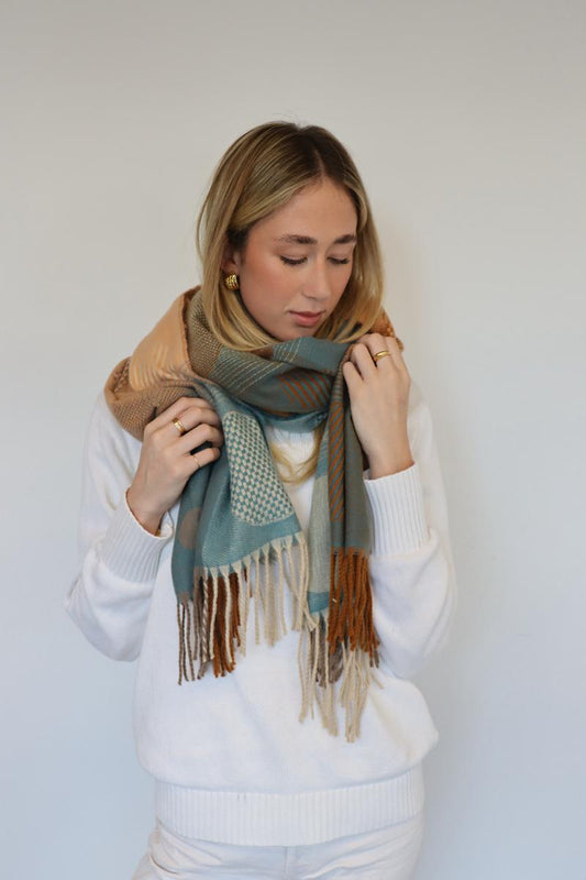 Printed Winter scarves - Mint Peach