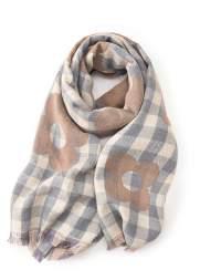 Check and Print Scarf - Cream Check