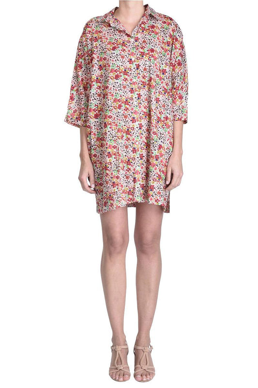 MAXI PRINTED COTTON SHIRT - ROSE CLAIR