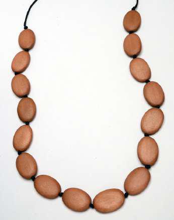 OVAL BEAD LONG NECKLACE MUSTARD
