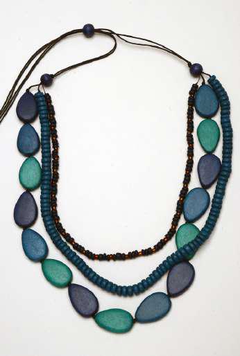 Chunky 3-Layered Wooden Beaded Necklace SN6-5396AB