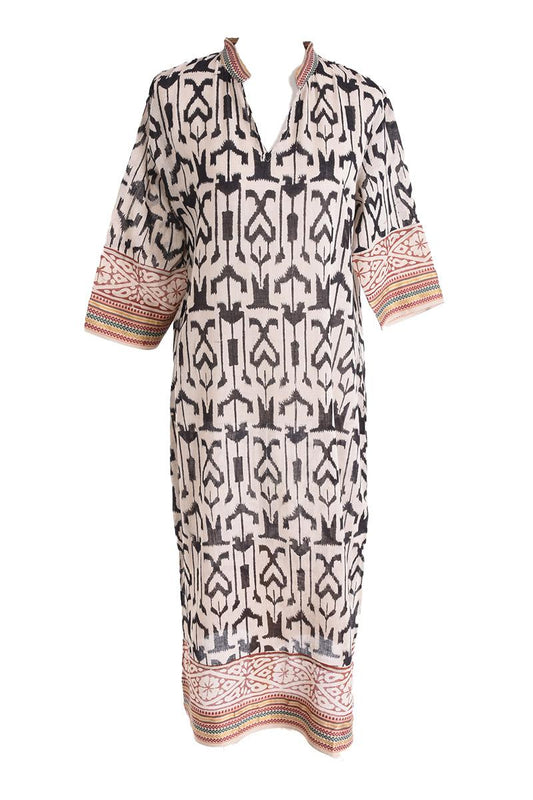 Long Block Printed Tunic - Noir