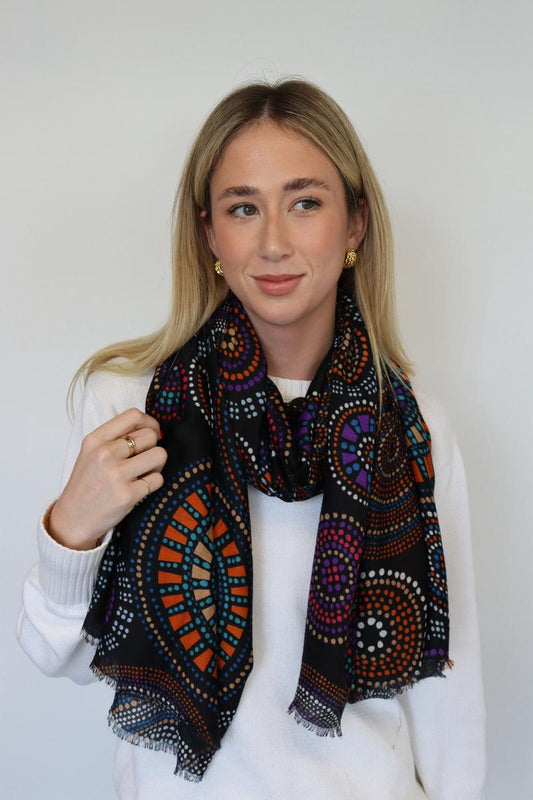 Printed Winter Scarves - Black