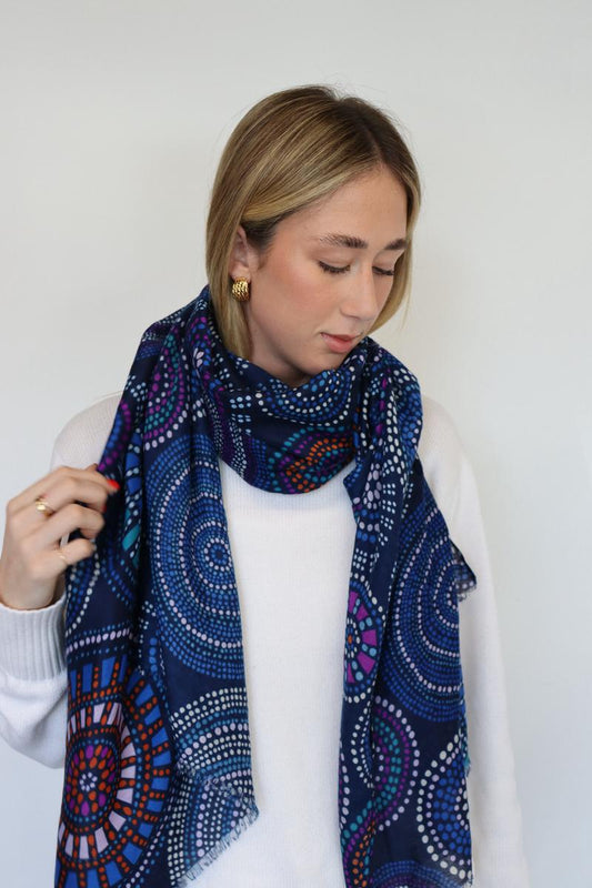 Printed Winter Scarves - Blue