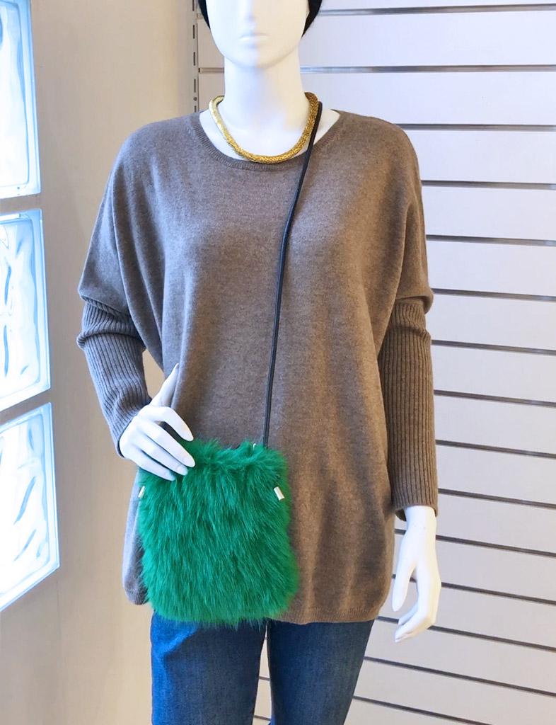 Palme Faux Fur Sling Bag - Vert