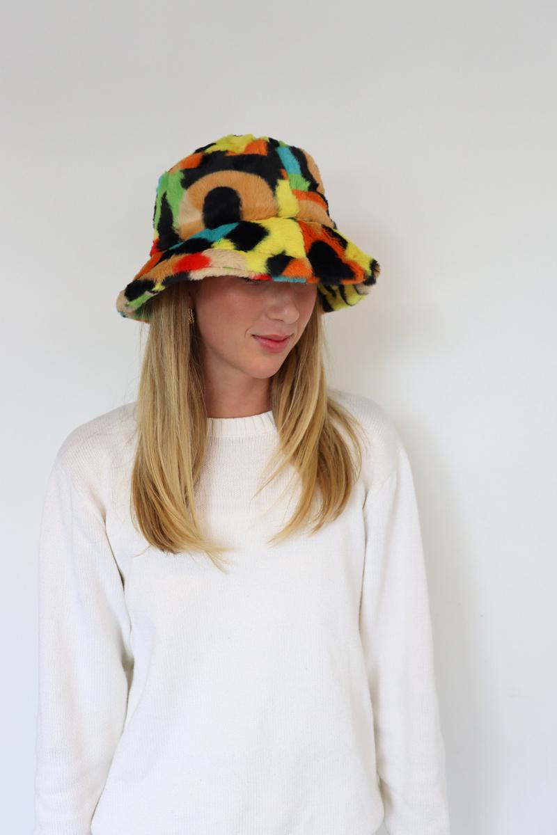 Faux Fur Bucket Hat Multicoloured - 7102