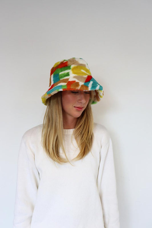 faux bucket hat - Ivory & Yellow