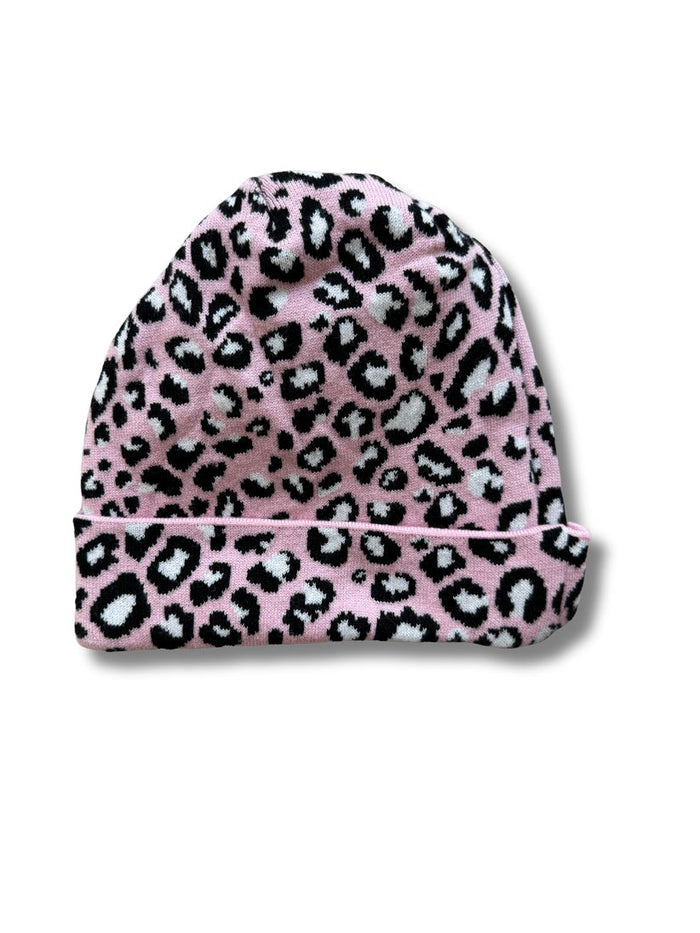 Leopard Print Beanie - Pink